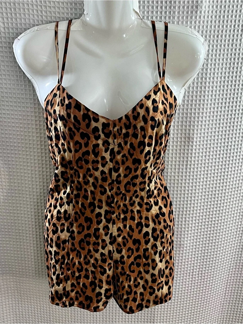 silence + noise Leopard Print Cami Romper in Brown and Black size small